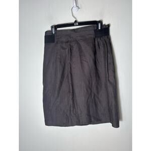 Au Lieu Cinched Waist Grey Linen Skirt Sz 8